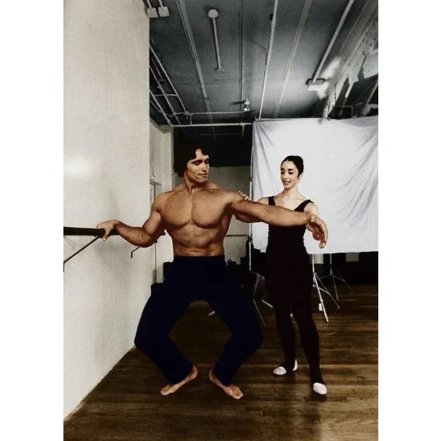 Arnold Schwarzenegger: Ballet Bodybuilder Actor and bodybuilder Arnold Schwarzenegger Practicing ballet with a trainer,...