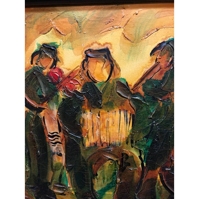 Raoul Raymond, Jewish Klezmer Musicians, Israeli Judaica Impasto Palette Knife Oil Painting For Sale - Image 4 of 5