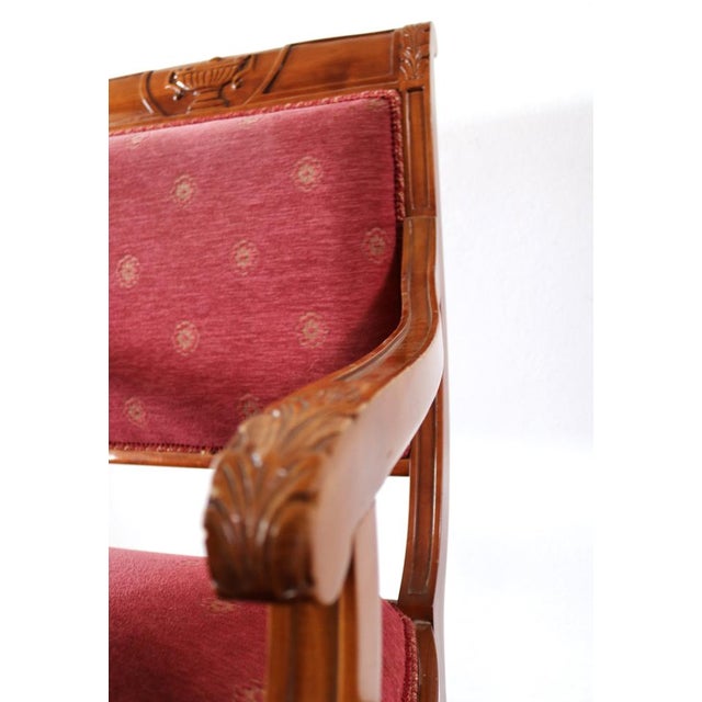 Wood Set of Directoire Style Armchairs in Cherry Wood, 1990s For Sale - Image 7 of 10