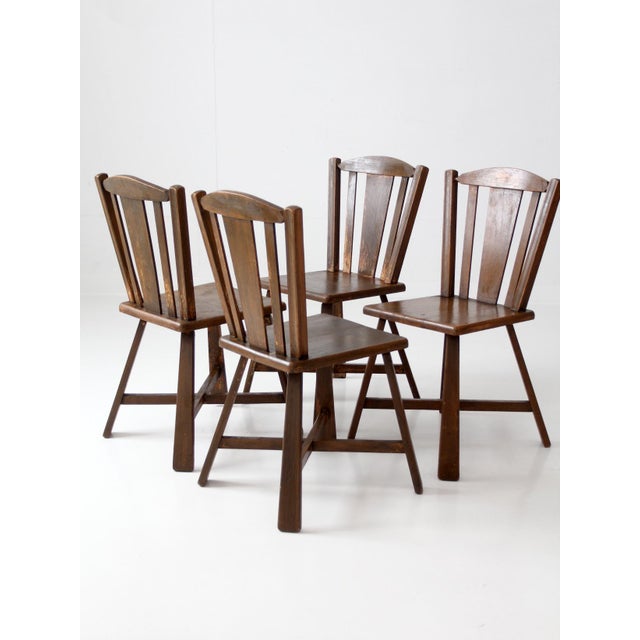 Mid-Century Folk Wood Dining Chairs Set of 4 For Sale - Image 10 of 17