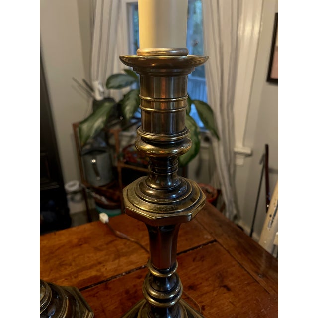 Vintage Brass Dimmable Candlestick Table Lamps Westwood Industries - a Pair For Sale In New York - Image 6 of 15