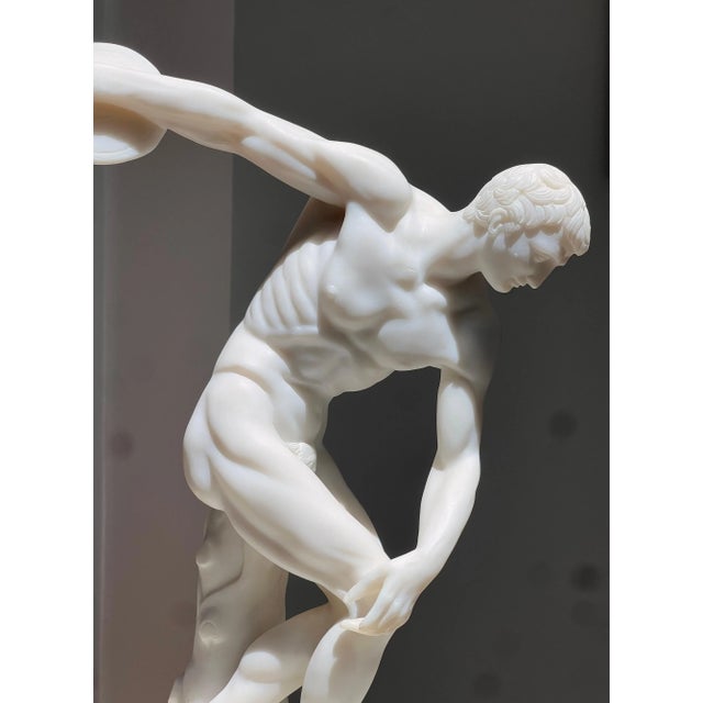 Plastic 20th Century Neoclassical Sculpture Of An Olympian Disc-Thrower For Sale - Image 7 of 12