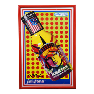1998 Peter Max Signed Arizona Iced Tea Statue of Liberty Bottle Poster 38"