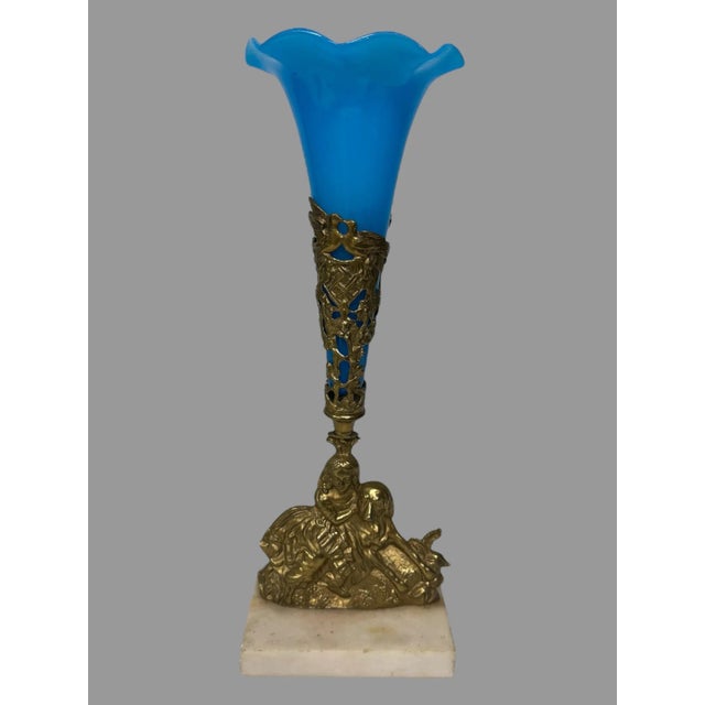 Antique Victorian Cast Metal & Art Glass Epergne Vase For Sale - Image 10 of 10