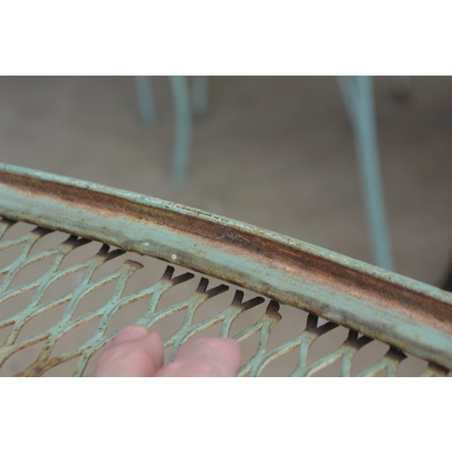 Aqua Vintage Salterini Style Iron Aqua Green Patio Table & 4 Chairs, Attributed For Sale - Image 8 of 11