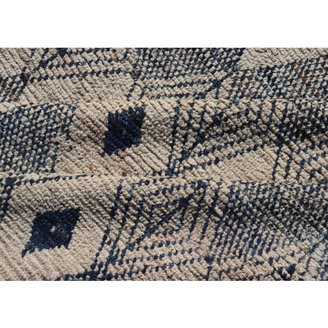 Keivan Woven Arts Large Modern Diamond Design Rug in Navy, Blue and Off White For Sale - Image 11 of 12