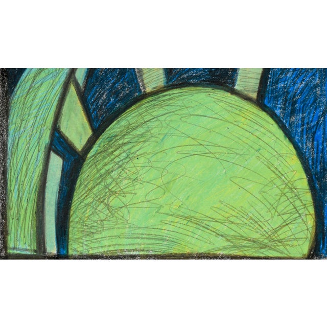 The Desk Chair - Cubist Interior Scene in Crayon on Paper by Michael William Eggleston For Sale - Image 4 of 5