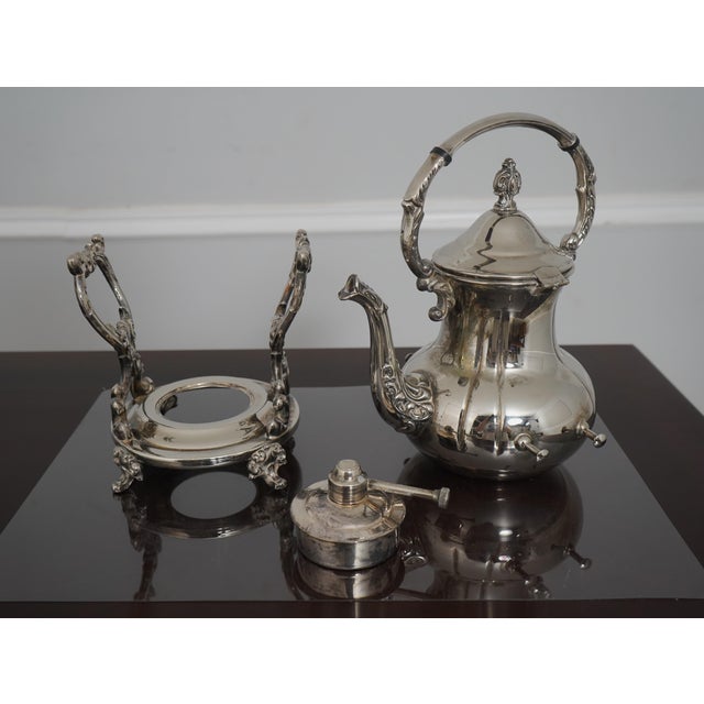 Outstanding 7 Piece Silverplate Tea Set W. Kettle on Stand For Sale - Image 9 of 12