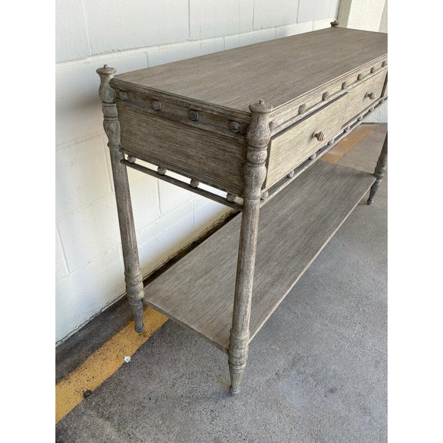 Jonathan Charles Transitional Gray Oak Morris Console Table For Sale In Atlanta - Image 6 of 9