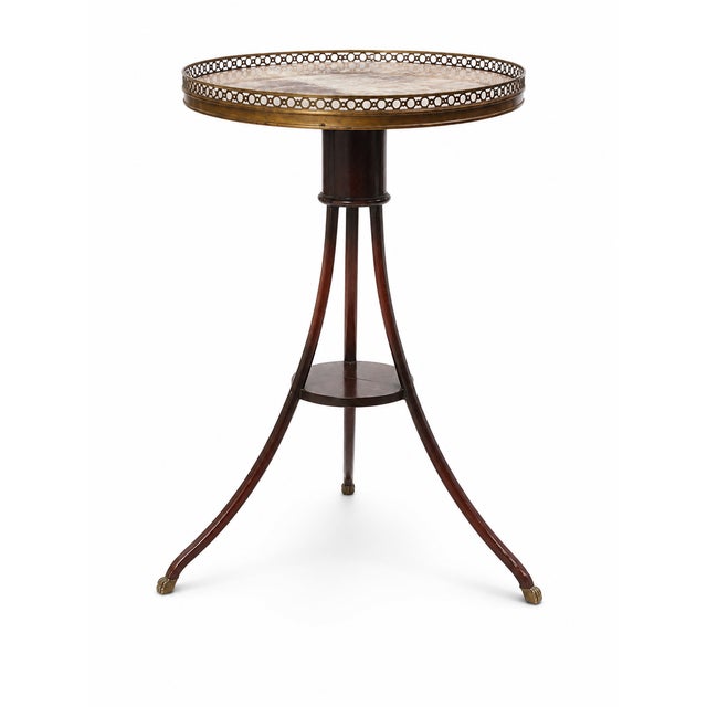 18th Century Louis XVI Style Pedestal Table in Mahogany, Marble and Gilt Bronze from Pierre Denizot, Paris For Sale - Image 3 of 9