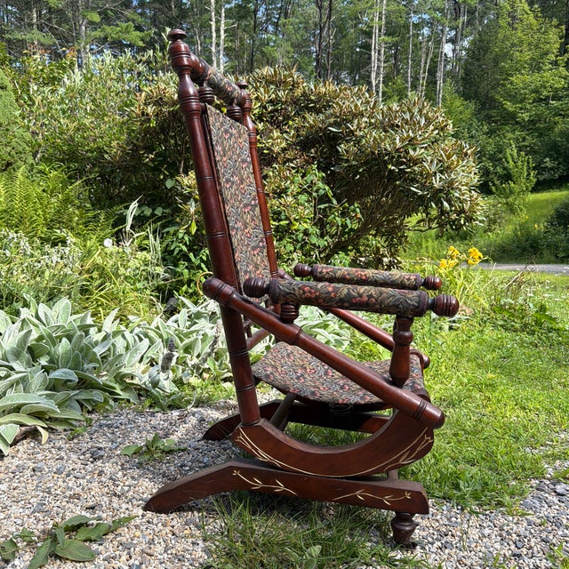 American Antique 19th Century Eastlake Rocking Chair With Springs For Sale - Image 3 of 9