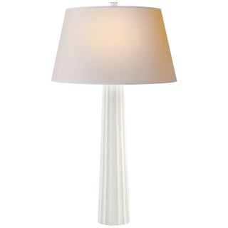 Chapman & Myers for Visual Comfort Signature Fluted Spire Large Table Lamp in Plaster White with Natural Paper Shade For Sale