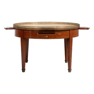 Louis XVI Bouillotte Coffee Table with Marble Top and Brass Accents, Neoclassical Style, France, Early 20th Century For Sale