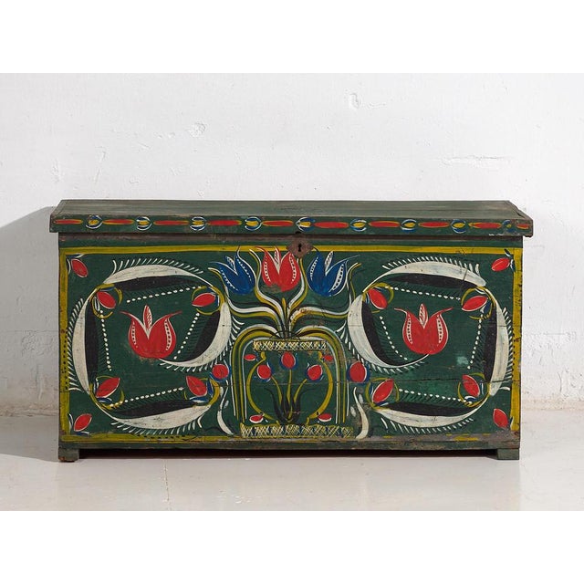 Antique Folk Art Style Trunk, 1920s For Sale - Image 4 of 9