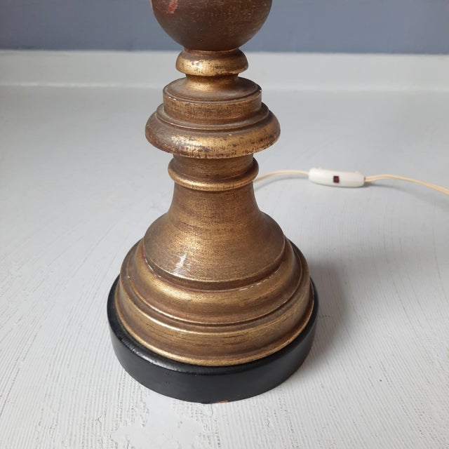 Gold Florentine Wooden Table Lamp, 1960s For Sale - Image 8 of 9