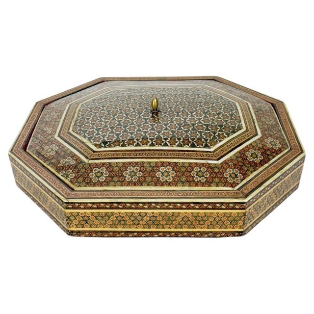 Large Vintage French Marquetry Wooden Box, 1970s For Sale - Image 13 of 13