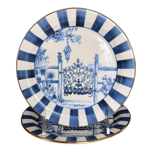 MacKenzie-Childs Royal Toile Mrs Powers Gate Decorative Plates - Set of Two