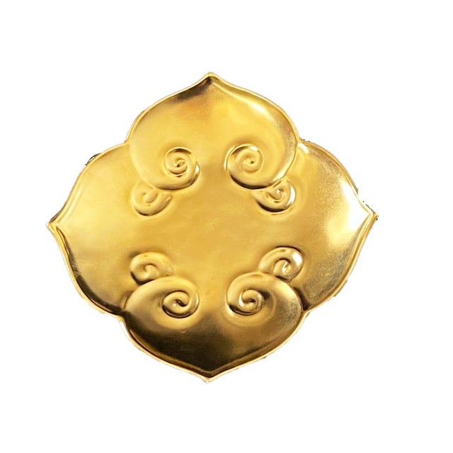 Gold Chinoiserie Ru Yi Good Luck Decorative Plate For Sale - Image 8 of 8