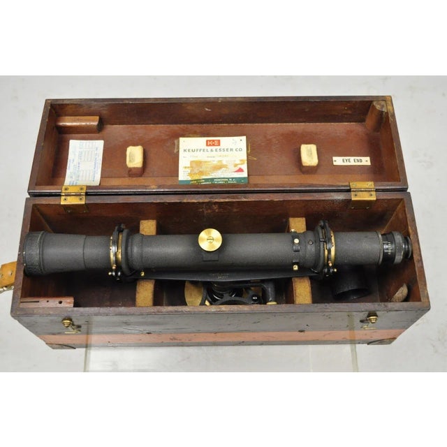 Antique Keuffel & Esser Co. 141547 Surveyors Compass in Case With Wooden Tripod Base For Sale - Image 4 of 12