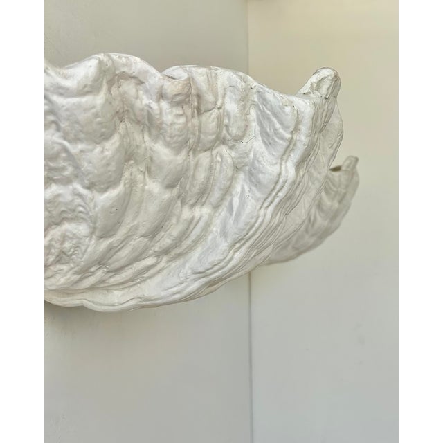 Vintage Plaster Seashell Wall Sconces attributed to S. Roche, France, 1920s, Set of 2 For Sale - Image 3 of 9