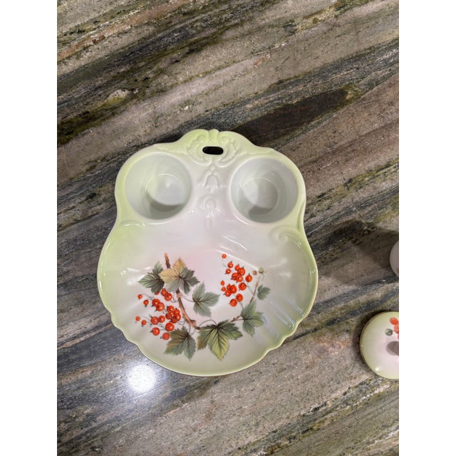Ceramic 1980s Mid-Century Modern Rare Fruit Server With a Capped Sugar Bowl and Creamer - Andrea by Sadek 3 pcs For Sale - Image 7 of 11