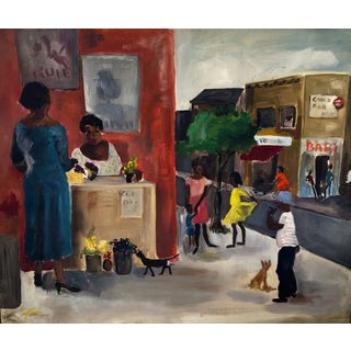 Original Midcentury Oil Painting, Folk Americana For Sale