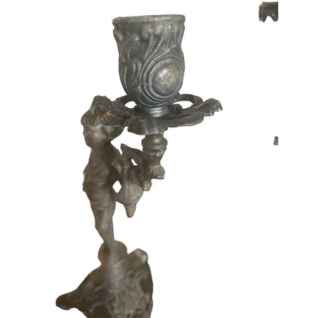 Metal Early 20th Century French Candlesticks - a Pair For Sale - Image 7 of 11