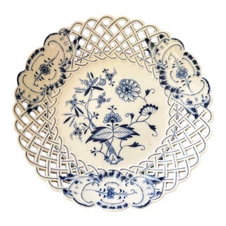 Antique Meissen Blue Onion Pierced Bowl For Sale