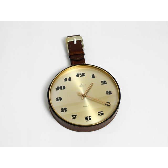 Junghans Brass Wall Clock with Leather Strap, 1960s For Sale - Image 6 of 18