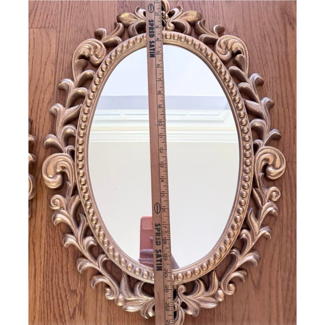 Vintage Ornate Gold Wall Mirror Set With Shelf and Candleholders For Sale - Image 10 of 11