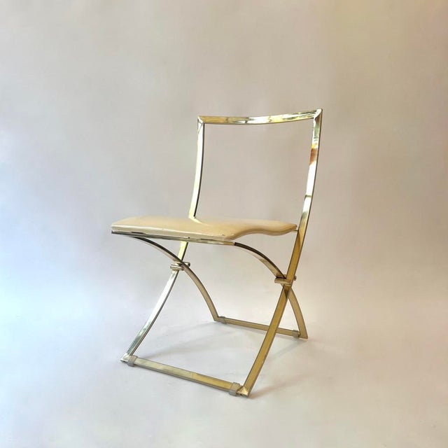 Vintage Luisa Folding Chairs in Leather and Brass by Marcello Cuneo for Mobel Italia, 1970, Set of 6 For Sale - Image 12 of 18