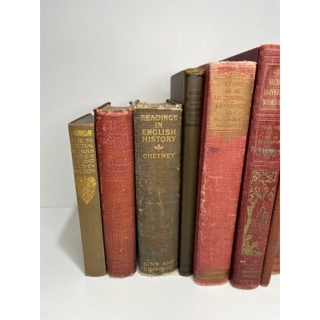 Traditional Muted Reds and Browns Vintage Book Set - 11 Pieces For Sale - Image 3 of 4