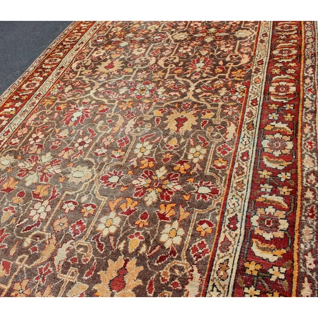 Late 19th Century Gray Background Antique Persian Sultanabad With All-Over Floral Design For Sale - Image 5 of 13