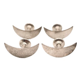 Set of Vintage Nickeled Brass Crescent Moon Drawer Knobs For Sale