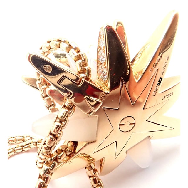 Metal Cartier Rose Gold Limited Edition Diamond Mop Meterore Fractal Pendant Necklace For Sale - Image 7 of 13