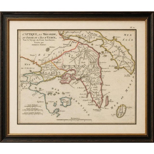 Map of Ancient Attica, Megara and Euboea from Ambrose Tardieu, 1824 For Sale - Image 3 of 10