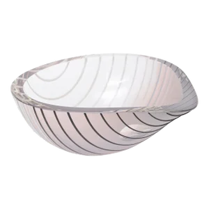 Vintage Murano Livio Seguso Glass Bowl With Textured Stripes Gray, Black, White
