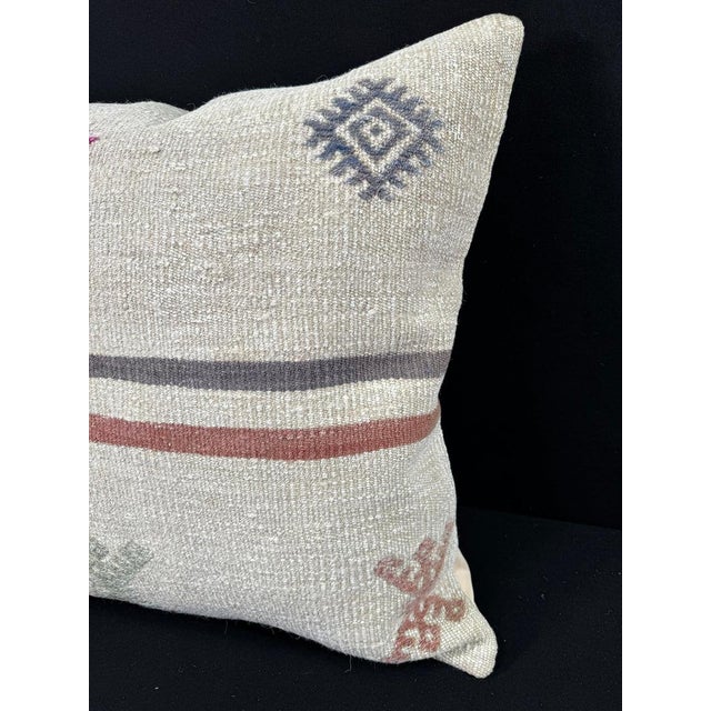 Contemporary Turkish Hemp Pillow Cushion Natural Beige Red Pillow Cushion Cover 24"x24" For Sale - Image 3 of 4