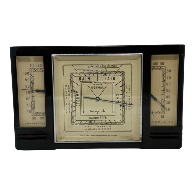 1940’s Art Deco Style Weather Station With Black Bakelite Cabinet Made by Fee and Stemwedel Inc in Chicago For Sale
