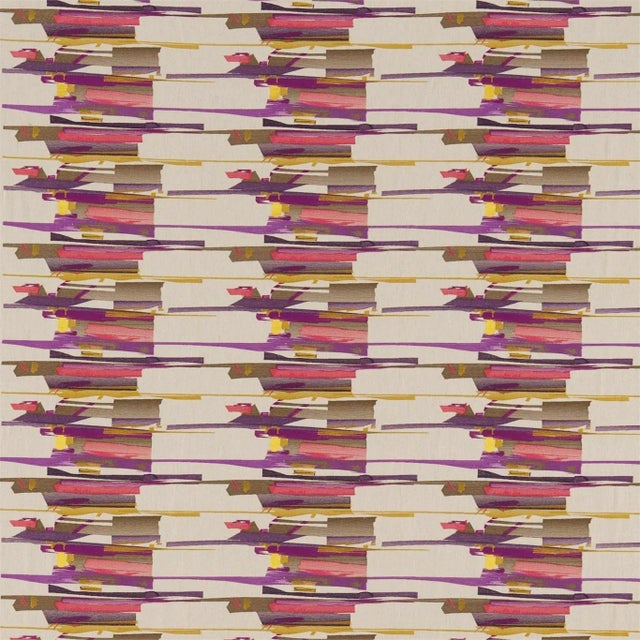 Harlequin Zeal Fabric in Coral/Gold/Amethyst - a Sample For Sale