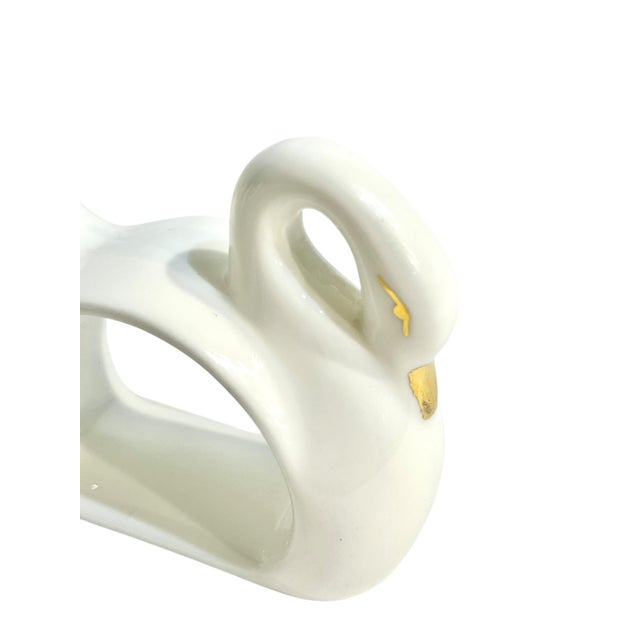Ceramic Vintage Mid Century Modern Ceramic Swan Napkin Ring Holders - Set of 5 For Sale - Image 7 of 11