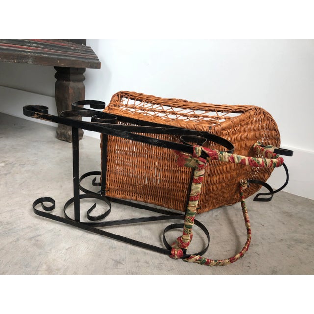 Sienna 1970s Wicker Sleigh on Wrought Iron Runners For Sale - Image 8 of 8