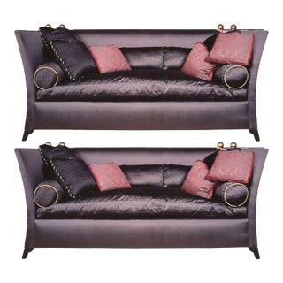 Vintage Illustrious Designer Ronn Jaffe Design Custom Bergamo Silk Down Sofas - A Pair Has Been Fabricated for Aristotle Onassis For Sale