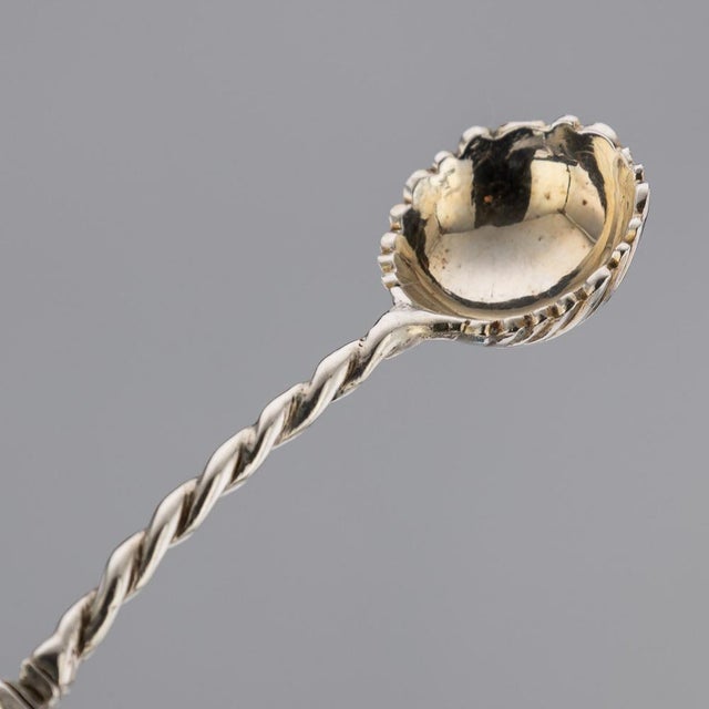 19th Century Victorian Solid Silver Salts & Spoons, London, 1870s, Set of 6 For Sale - Image 13 of 18