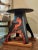One of a Kind American Folk Art Industrial Cast Iron Anvil Stand Now Steampunk Table Stool With Devil Painting For Sale - Image 10 of 18
