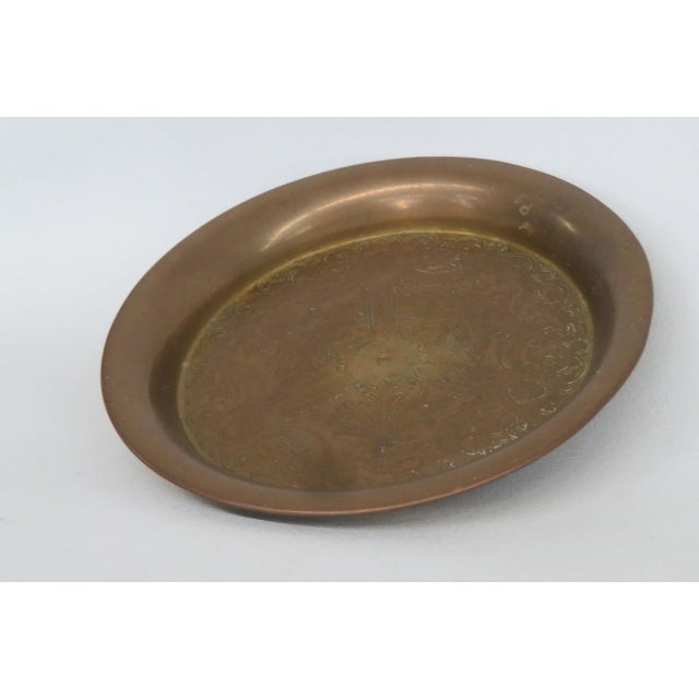 Brass Decorative Small Plate Trinket Tray Dish With Engraved Floral Design 5096b For Sale In Miami - Image 6 of 14
