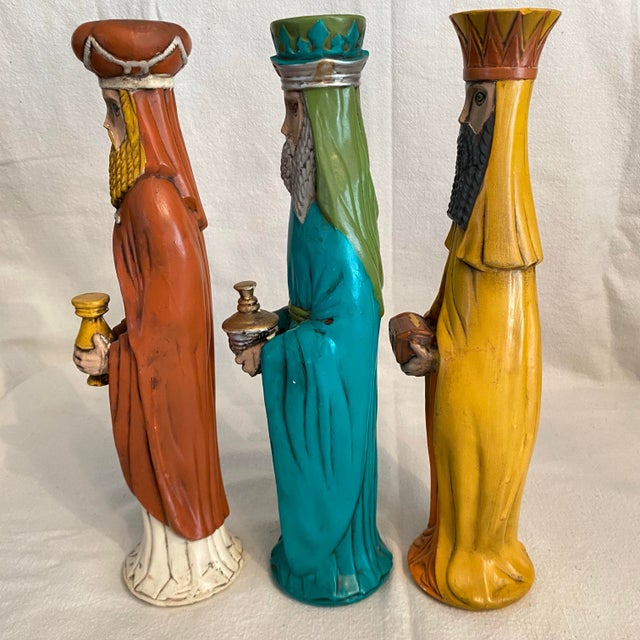 Hand Painted Ceramic Figures of the Three Wise Men - Set of 3 For Sale In Sacramento - Image 6 of 11