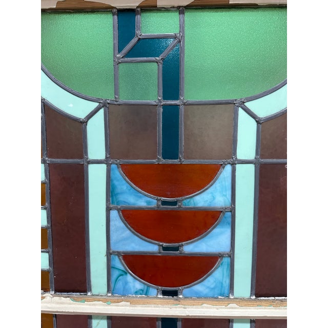 1920s Antique Art Deco Stained Glass Door For Sale - Image 5 of 12