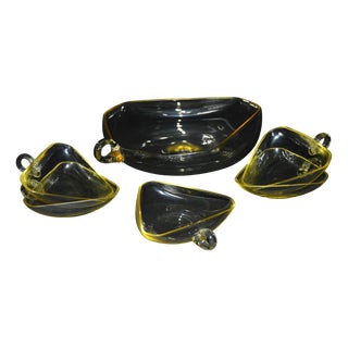 Art Deco Compote Set of Glass Dishes, 1930s, Set of 6 For Sale