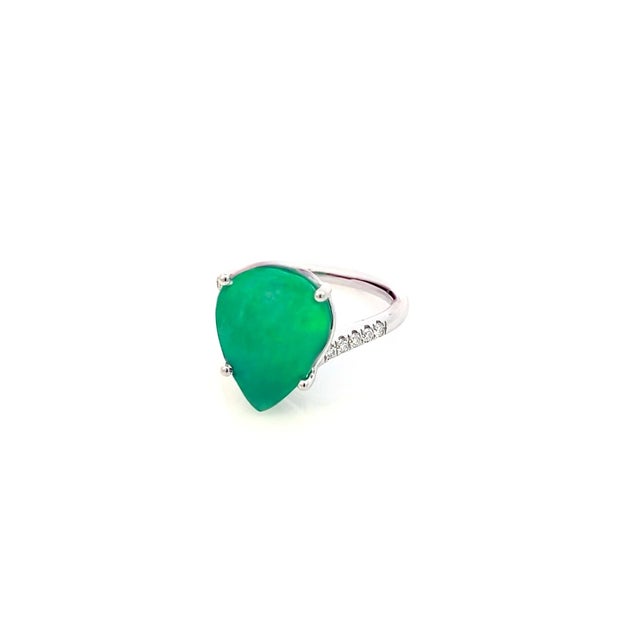 Natural Emerald Diamond Ring Size 7 14k White Gold 7.17 TCW Certified For Sale - Image 12 of 18